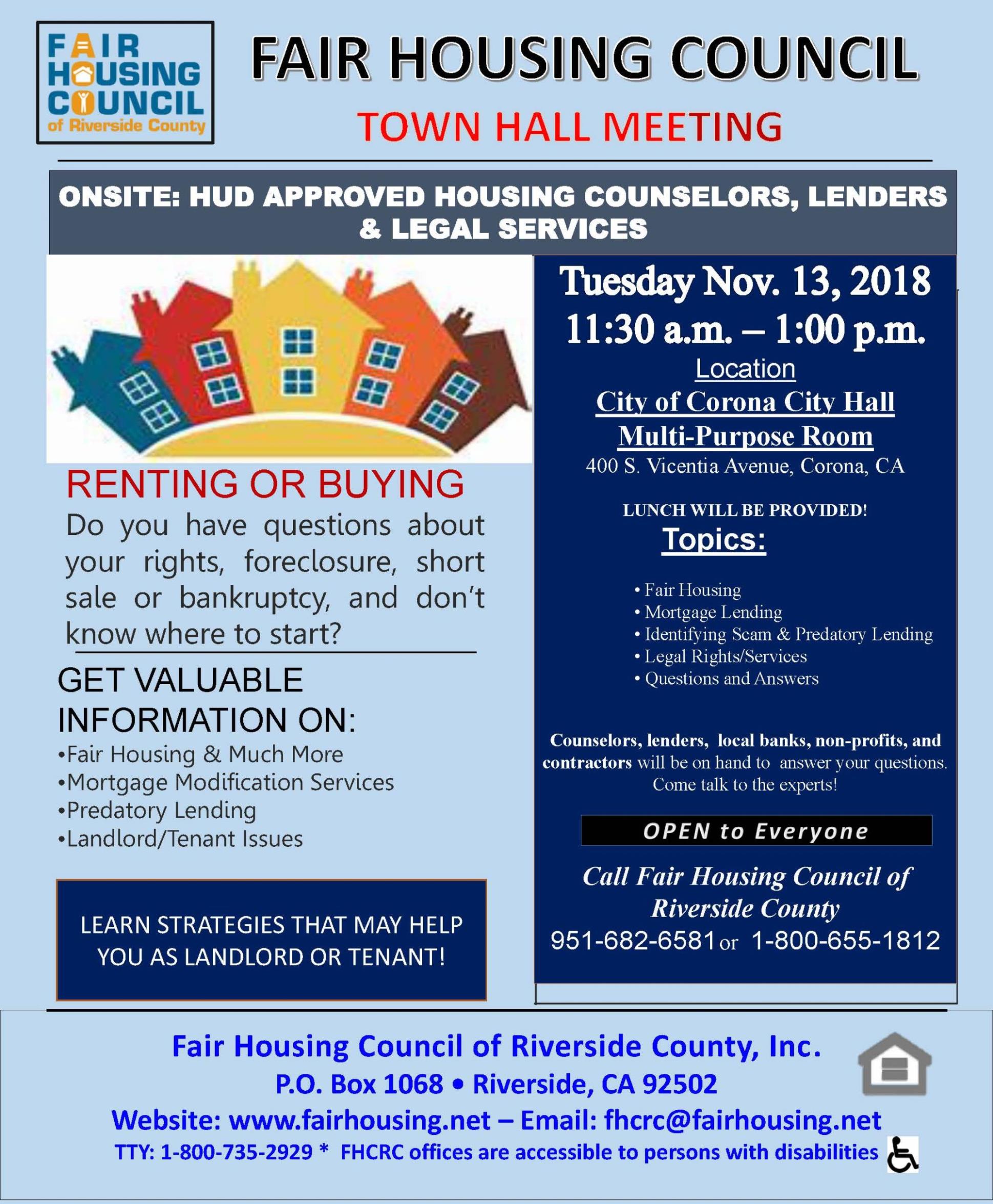 Corona 11-13-18 Town Hall Flyer