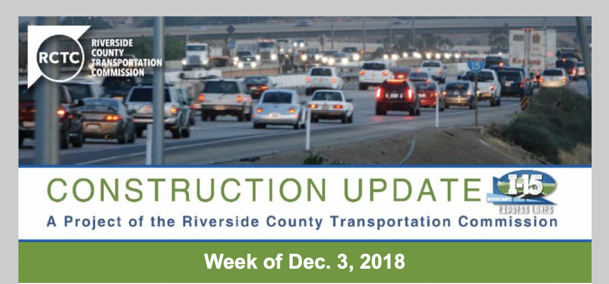 Construction Update - Week of Dec. 3, 2018