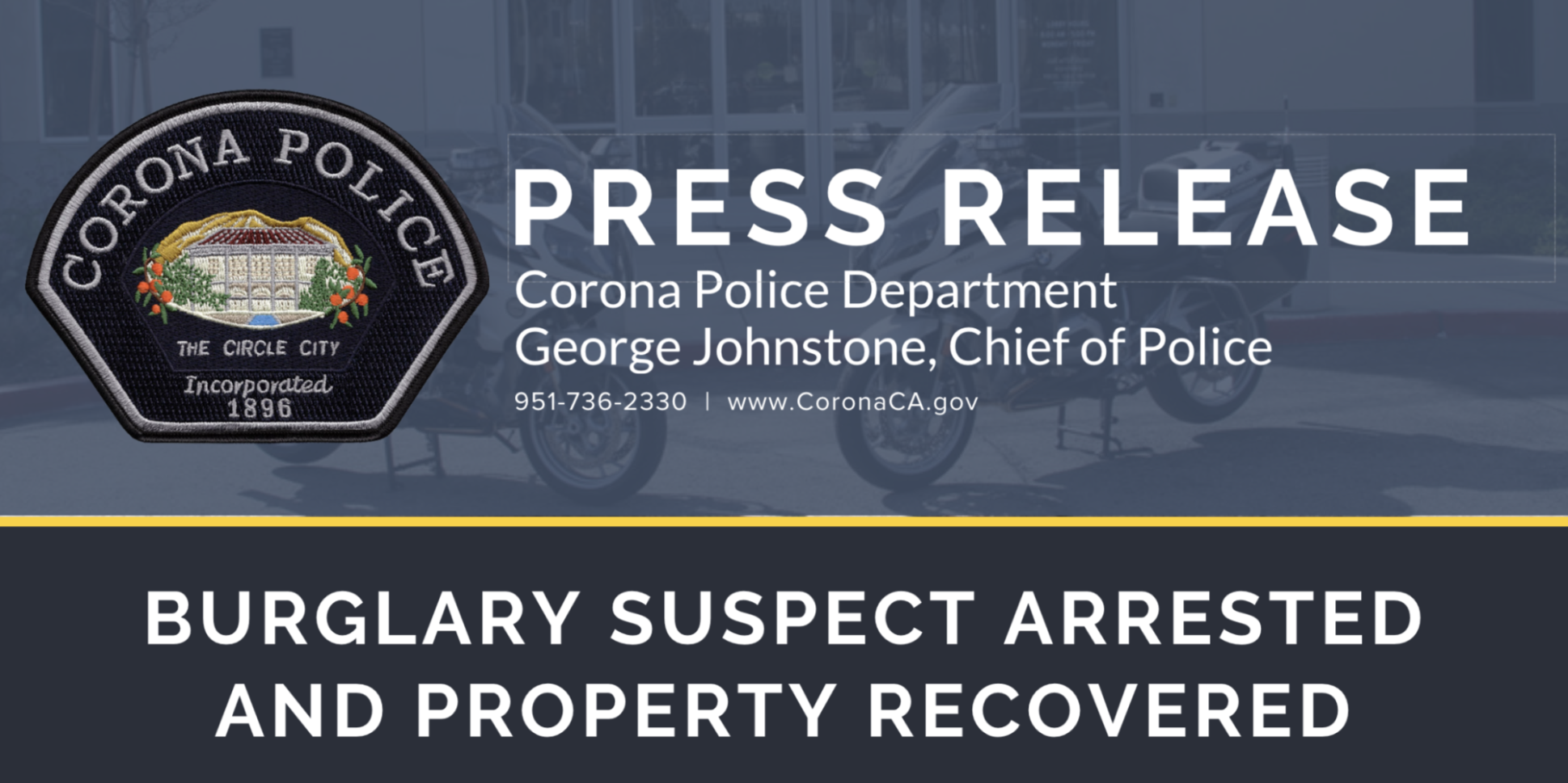 Burglary Suspect Arrested and Property Recovered 