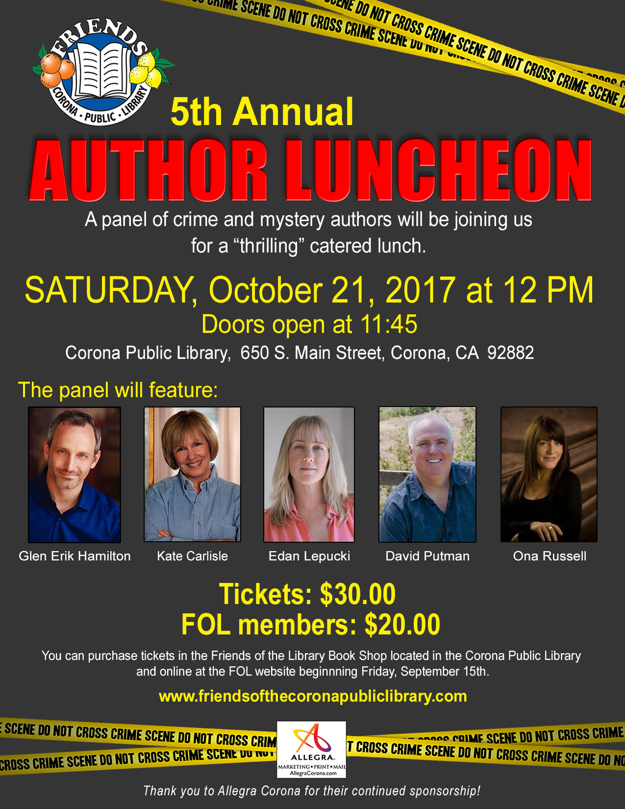 Crime and Mystery Authors Luncheon Flyer